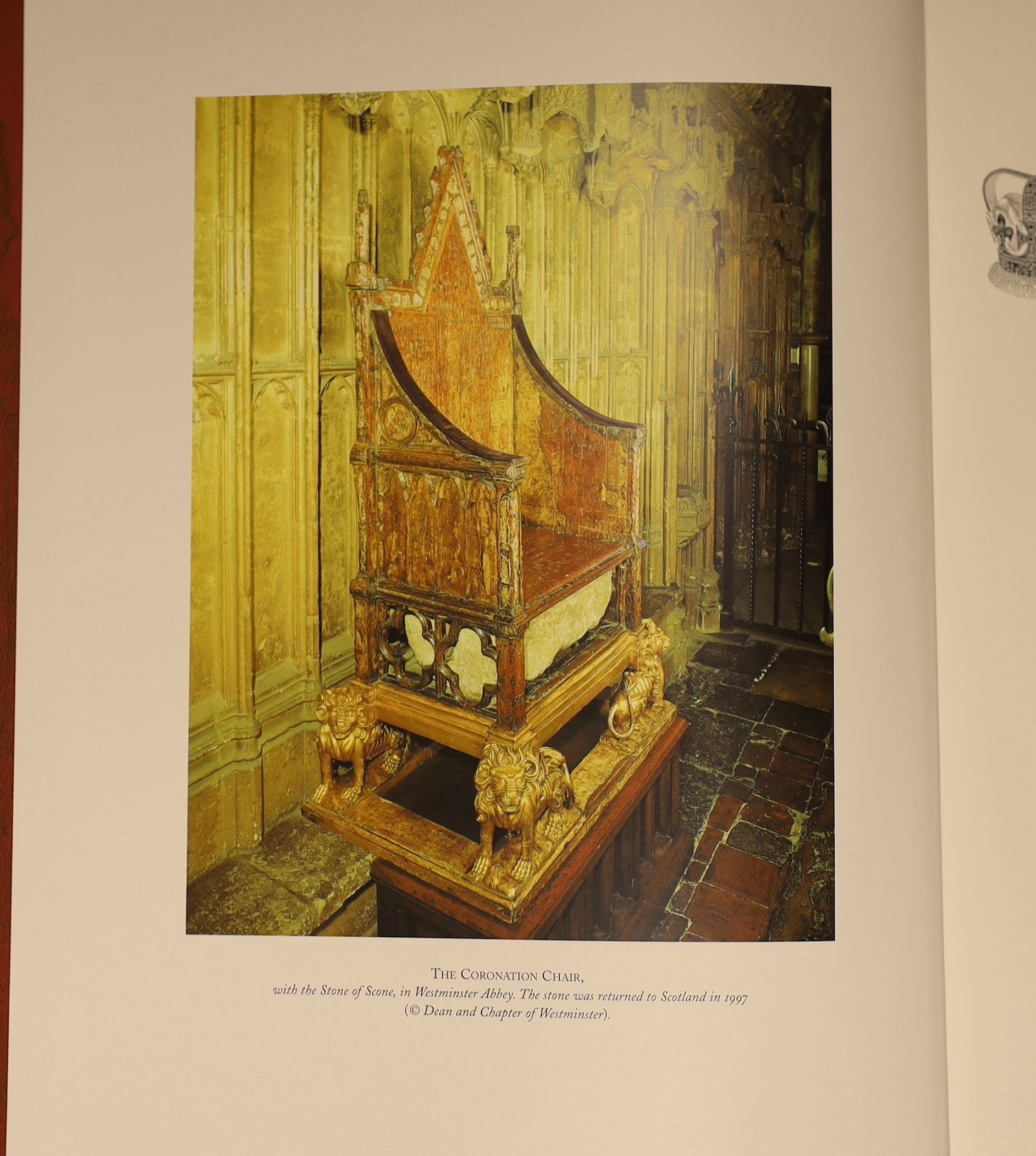 Blair, Claude (editor) - The Crown Jewels: The History of the Coronation Regalia in the Jewel House of the Tower of London, 2 vols, one of 650, signed by Hugh Roberts, 4to, quarter red morocco and red cloth, H.M Statione